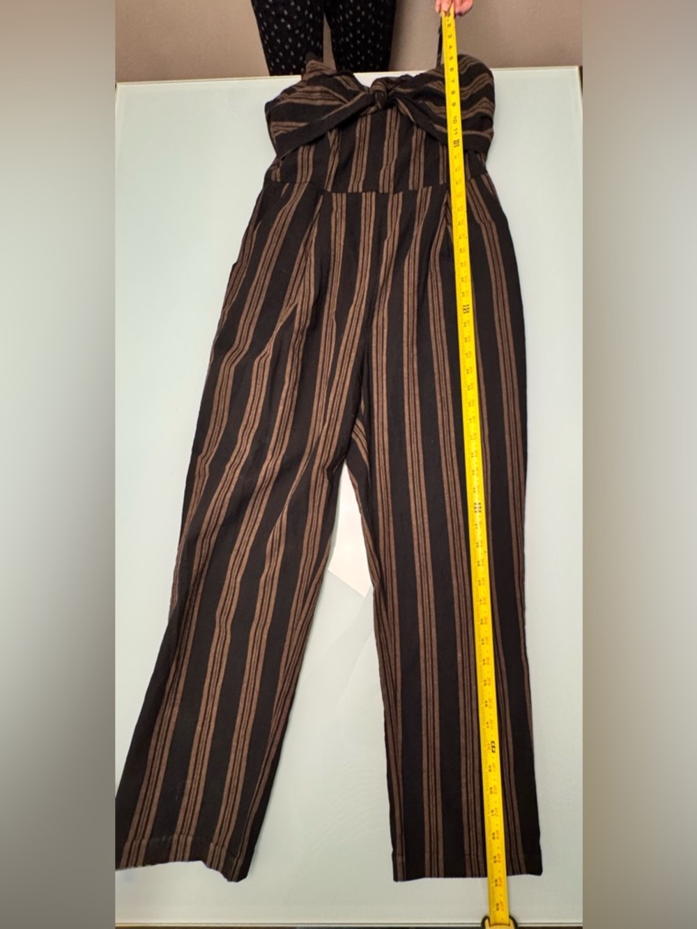 Lush Black & Tan Striped Tie-Front Jumpsuit - Size Large - Summer/Outdoor Ready - Picture 4 of 12